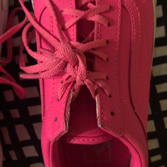 Neon Pink Leather Vans Size 9 - Picture 5 of 16